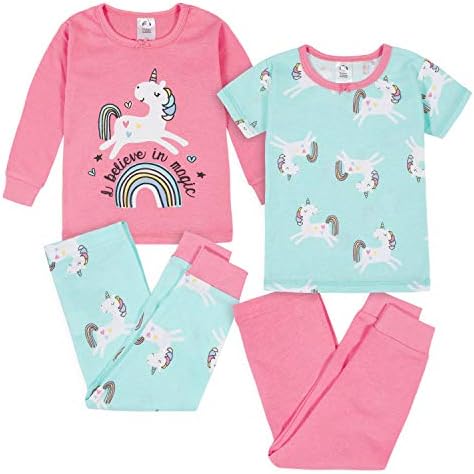 Gerber Baby Girls' Toddler Snug Fit 4-Piece Pajama Set