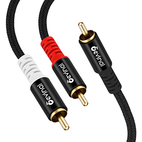 Devinal RCA Y Cable, RCA/Phono Y Splitter, RCA 1 Male to 2 Male Y Adapter, Male/Male Subwoofer Cable Gold Plated for subs/amps/Hi-Fis/Home Theater/receivers 10Feet/3M