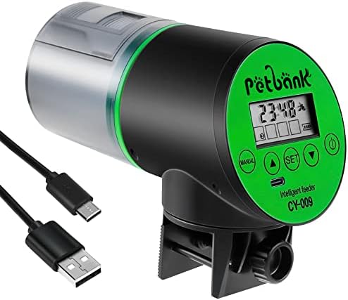 Automatic Fish Feeder for Aquariums - Rechargeable Auto Fish Food Dispenser Timer Feeder with USB Charger Cable，LCD Screen, Customized Schedule