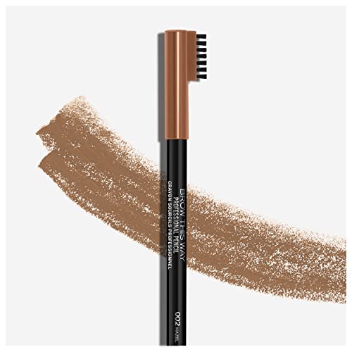 Rimmel London Brow This Way Professional Eyebrow Pencil, Long-Wearing, Highly-Pigmented, Built-In Brush, 002, Hazel, 0.05oz