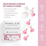 SKINWORKS Retinol Anti Aging Serum Capsules for Face with Hyaluronic Acid Serum for Face, Facial Glow Serums Smoothening Fine Lines & Wrinkles, Instantly Plump & Hydrates Skin, Unscented, 60 Capsules