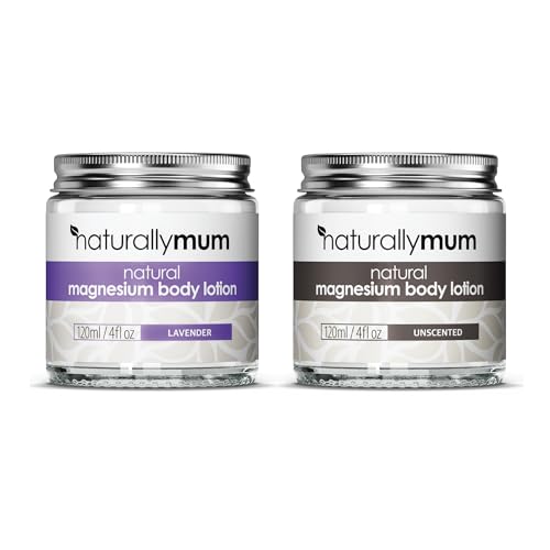 Magnesium Body Lotion Bundle | Support for Sleep, Heart, Bone, Nerve, Gut and Muscle Health | Topical Cream Safe for Kids | Lavender & Unscented | 2 x 4 fl oz
