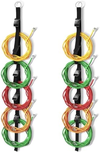 2 Pcs Extension Cord Organizers and Storage Garage Extension Cord Holder with 5 Slots Organizer Black Cord Organizer Straps for Vertical Space Cable Hose Rope String Lights