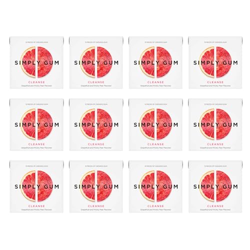 Simply Gum | Grapefruit (Cleanse) | Pack of Twelve (180 Pieces Total) | Synthetic Free + Aspartame Free + non GMO