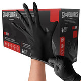 GLOVEWORKS Black Disposable Nitrile Industrial Gloves, 5 Mil, Latex & Powder-Free, Food-Safe, Textured, X-Large, 4 Boxes of 100