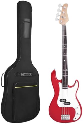 Bass Guitar Bag 7mm Padding Waterproof Electric Bass Case, Electric Bass Gig Bag Backpack with Neck Strap and Pockets, Black