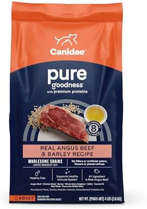 CANIDAE Pure Adult Dry Dog Food with Wholesome Grains, Real Beef & Barley Recipe, 4 lbs.