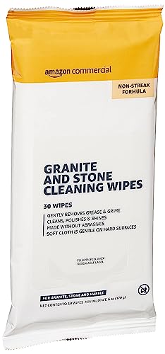 AmazonCommercial Granite & Stone Cleaning Wipes, 30 Count, 4 Pack (120 Total Wipes)