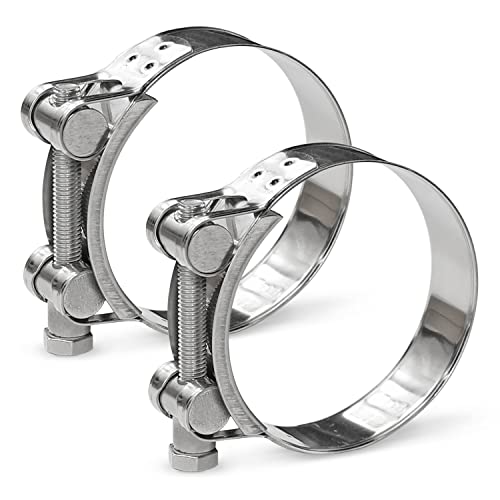 AKIHISA 2 Pack 113-121mm ID Range T-Bolt Hose Clamp,304 Stainless Steel Heavy Duty Tube Clamp 4.45 To 4.76 Inch