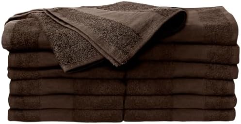 ForPro Premium Bleach Tough Salon Towels, Chocolate, 100% Cotton, Bleach-Proof Towels, Stain Resistant, 16” W x 27” L, 12-Count