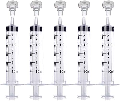 5 Packs 10ml Plastic Measuring Syringe With 5 Injector Kit, No Needle Perfume Dispenser Pump Perfume Refill Tool Perfume Decanting Supplies for Travel Empty Perfume Bottles