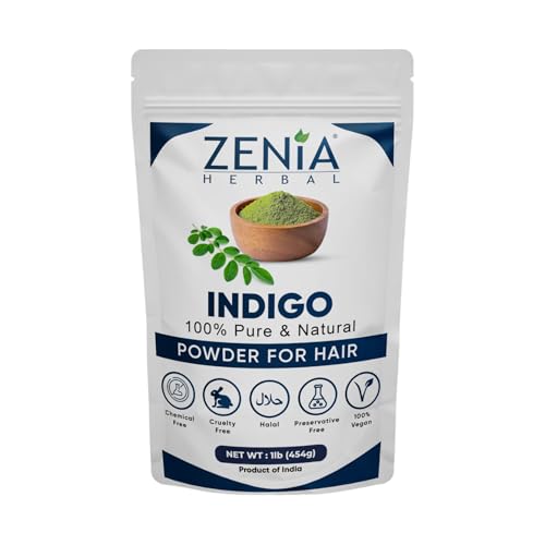 Zenia Indigo Powder (Indigofera Tinctoria) | Hair/Beard Dye Color 1lb (454g) | 100% Pure & Natural | No Preservatives