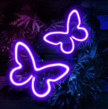 Butterfly Neon Sign for Bedroom,2 Pack Purple Butterfly Led Neon Light USB/Battery Operated Wall Decor for Party, Birthday, Wedding, Holiday, Christmas, Living Room, Bar, Bedroom, Indoor