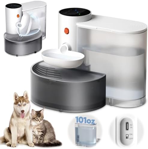 Smart Pet Water Fountain Filterless, Wireless Cat Water Fountain3.5L/118OZ Large Capacity, Automatic Water Dispenser for Cats, Rechargeable Pet Water Dispenser with Anti-Accidental Touch Mode