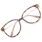 Gaoye Blue Light Blocking Glasses Women/Men, Fashion Cat Eye Fake Eyeglasses Frames UV Ray Filter Computer Gaming Glasses (Leopard Frame/Transparent Lens)