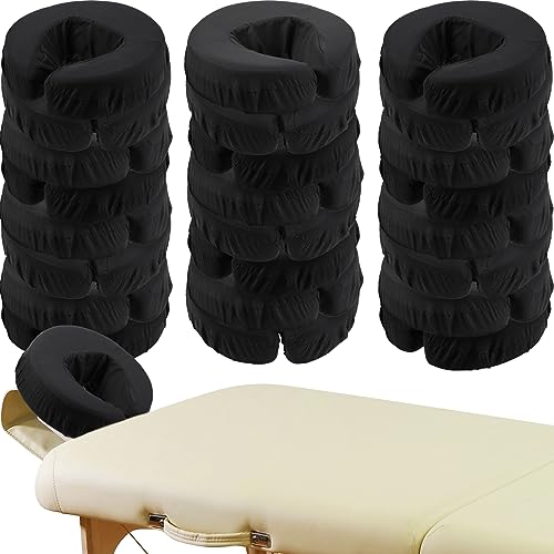 24 Pcs Face Cradle Covers for Massage Table Microfiber Reusable Soft Thicker Massage Table Head Rest Covers Bulk Oil Proof Headrest Cradle Sheets for Spa Beauty Salons (Black)