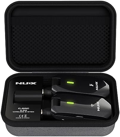 NUX C-5RC 5.8GHz Wireless Guitar System for Active or Passive Pickup Guitar, Charging Case included, UHF Guitar Wireless Transmitter Receiver Low Interference, Auto Match