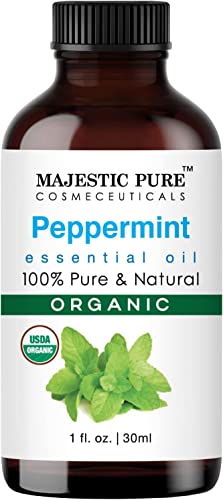 Majestic Pure Organic Peppermint Essential Oil - 100% Pure Peppermint Oil for Aromatherapy, Massage & Topical Uses, Perfect for Diffuser & Essential Oil Diffuser - 1 Fl OZ