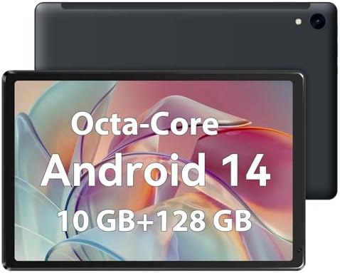 Tablet 10 Inch Android 14 Octa-core 10 GB RAM 128GB ROM 5MP+8MP Camera WiFi Bluetooth Tablet PC (Black)