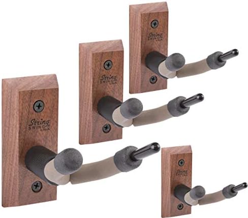 String Swing Violin Hanger Wooden Wall Mount for Home & Studio CC01V-BW4 Hardwood Black Walnut (4 Pack)