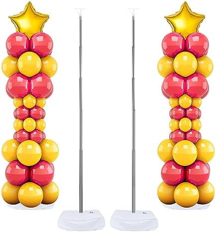 Balloon Column Stand Set of 2, 6.6ft Balloon Arch Stand Adjustable Balloon Stand kit with Base Telescopic for Baby Shower Wedding Birthday Graduation Party Decorations