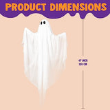 JOYIN Halloween Hanging Light up Ghost with Spooky Warm White LED Light, 47” White Hanging Ghosts, Halloween Hanging Decoration for Front Yard Patio Lawn Garden Party Decor Indoor Outdoor