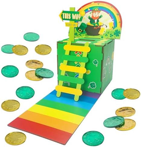 BINGKOU Leprechaun Trap Kit for Kids, Wood DIY Craft Catch a Leprechaun Trap Kit for Kids Classroom Activity Party, St. Patrick's Day Irish Decorations Leprechaun Trap Kit Supplies Toys Crafts Gift