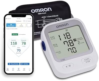 OMRON Silver Upper Arm Blood Pressure Monitor, Clinically Validated, Medical Grade, FDA Cleared, FSA/HSA Eligible, Large Screen, Connects to OMRON app, Blood Pressure Machine with Bluetooth Technology