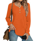 HOTGIFT Woman Fall Lounge T-Shirts Long Sleeve Loose Sweater Tops Halloween Warm Tunics Orange Small