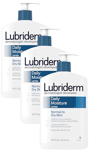 Lubriderm Daily Moisture Hydrating Body and Hand Lotion with Vitamin B5, Non-Greasy, 16 fl. oz (Pack of 3)