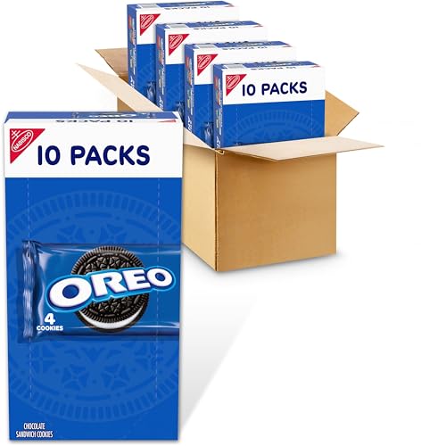 OREO Chocolate Sandwich Cookies, 40 Snack Packs (4 Cookies Per Pack, 4 Boxes)