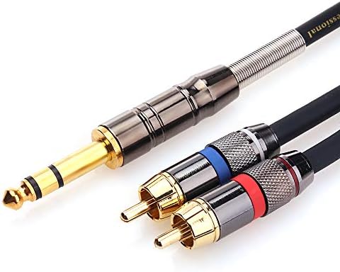 TISINO RCA to 1/4 Cable, Quarter inch TRS to RCA (1/4 Stereo to 2 RCA) Audio Y Splitter Cable Insert Cable - 10 feet/3 Meters