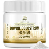 Kroppssund Bovine Colostrum Powder Supplement 3000 mg - Extra High 45% IgG Bovine Colostrum - Gut, Bone, Exercise, Immune - 50 Servings (1 Bottle)