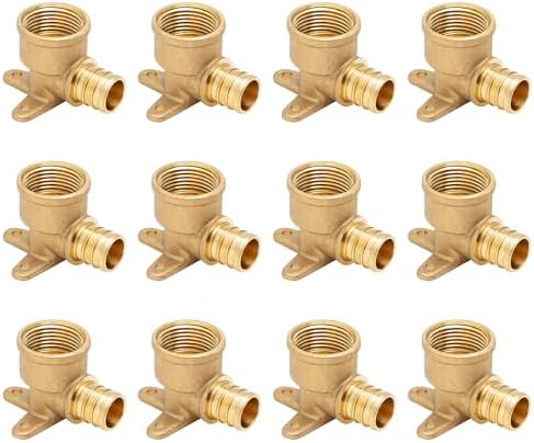 SUNGATOR 12-Pack 3/4" Pex Drop Ear Elbow, No Lead Brass, 3/4 Inch Pex Fittings