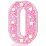 Pooqla Marquee Numbers Lights, Light up Numbers Battery Powered, Glitter Lighted Numbers for Birthday Party, Shiny LED Numbers for Christmas Wedding Home Bar Decoration, Pink Number 0