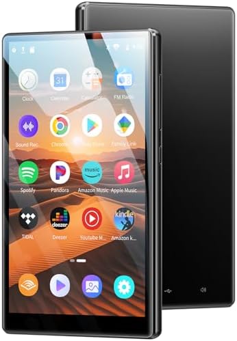 MP3 Player with Bluetooth and WiFi, 96GB 4.7" Music Player with Spotify Kids, Amazon Music, 1080P Android 13.0 System MP4 Player with Apps, Pandora, Audible, Deezer, FM Radio, up to 1TB Black