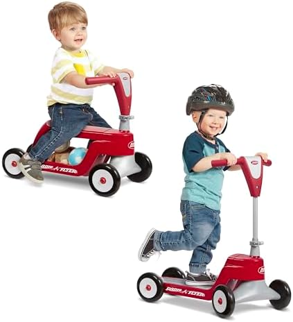 Radio Flyer Scoot 2 Scooter, Toddler Scooter or Ride On, For Kids Ages 1–4 Years, Red Ride On Toy, Large