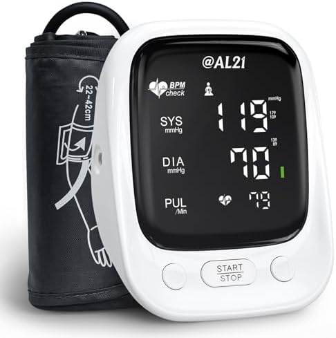 Blood Pressure Monitor for Home Use, Upper Arm Digital Accurate and Portable Blood Pressure Monitor with Large Cuff, Heart Rate Monitor, Clear LED Display, Memory Function for 2 Users