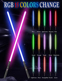 jvmusaber Lightsaber,Metal Hilt Force Fx Dueling Double Light Saber,Rechargeable 2-in-1 Real 15 Colors Length 40 inches,Suitable Toys for Adults and Kids,Christmas Day, Birthday Gifts, Black