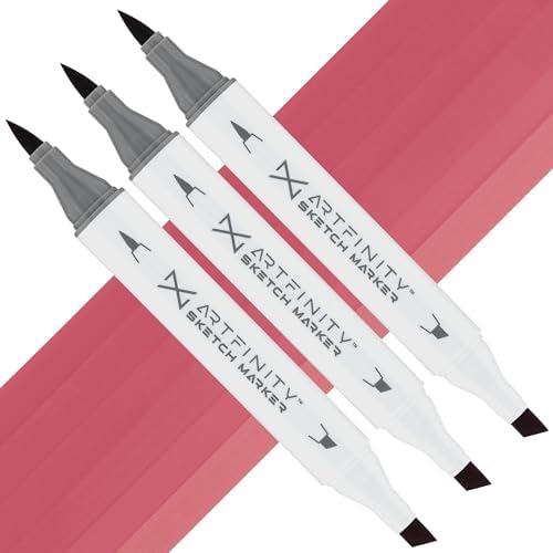 Artfinity Sketch Marker Sets - Set of 3 - Flagstone Red RV6-4, Vibrant, Professional, Dye-Based Alcohol Markers for Artists, Drawing, Travel, & More