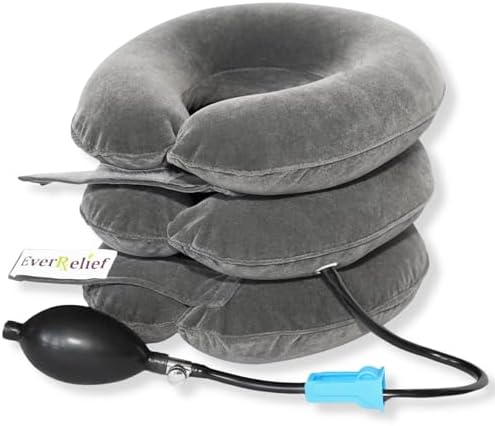 Cervical Traction Device - Inflatable & Adjustable Neck Traction Pillow for Instant Neck Decompression - US Owned & FSA Eligible Neck Stretcher Support Brace for Home Use