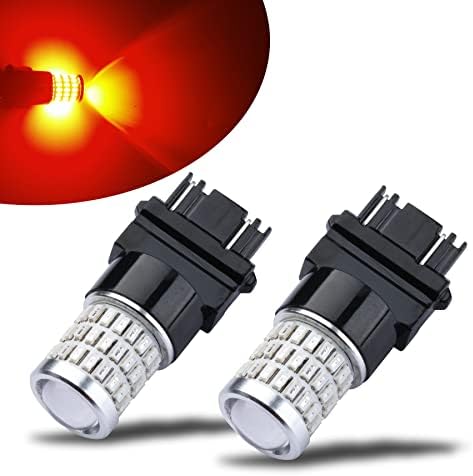 iBrightstar 9-30V Super Bright Low Power Dual Brightness 3157 3156 3056 3057 LED Bulbs with Projector Replacement for Tail Brake Lights, Brilliant Red