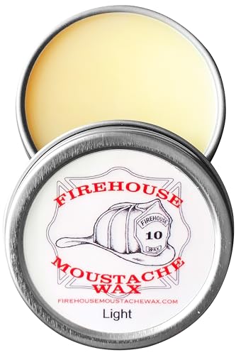 Firehouse Moustache Wax LIGHT - for Beard & Mustache Shaping, Naturally Scented & Colored, All-Weather Mustache & Beard Wax (1 Ounce Tin); HANDMADE in Small Batches by John the Fireman