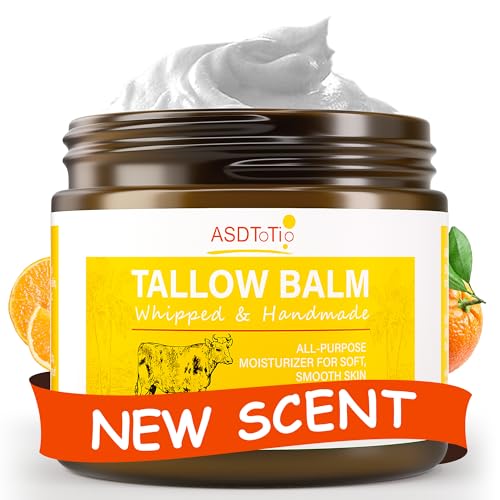 Handmade Whipped Tallow Balm for Skin Care- All Natural Grass Fed Beef Tallow All Purpose Balm,Face and Body Moisturizing Cream, Tallow Balm For Dry Skin- 2 oz