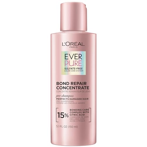 L’Oréal Paris Sulfate Free Bond Repair Pre Shampoo Treatment, Hair Repair for Colored, Bleached or Damaged Hair, EverPure, 5.1 Fl Oz