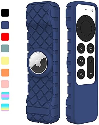 Remote Case for Apple Siri Remote 2021/2022 (2nd/3rd Gen), Anti-Lost Anti-Slip Durable Silicon Shockproof Rubber Cover for Apple 4K HD TV Siri Remote (2nd/3rd Generation) AirTag Applicable (Blue)