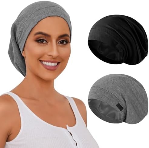 Silk Bonnet for Sleeping Women, Adjustable Silky Satin Lined Sleep Cap, Silk Hair Wrap for Sleep Night Cap