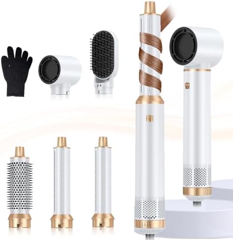 Blow Dryer Brush 5 in 1, Negative Ion Hair Dryer Brush Set Air Styler Curling Wrap Air Curler, Upgrade Hot Air Brush Curling Iron Hair Styling Tools As A Gift for Straight/Curling/Drying/Smoothing