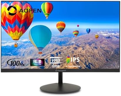 AOPEN 27SA2 EBI 27" IPS Full HD (1920 x 1080) Zero-Frame Gaming Office Monitor | AMD FreeSync Technology | Ultra-Thin Stylish Design | 100Hz | 1ms TVR | Low Blue Light | Tilt | HDMI & VGA Ports| Black