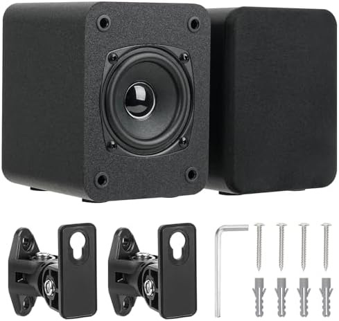 Saiyin Wall Mount Passive Speakers, Indoor Rear Surround Sound Speakers, Stereo Speakers for Midrange & High-Frequency, Passive Bookshelf Speakers for Home Theater, Receiver or Amplifer Required